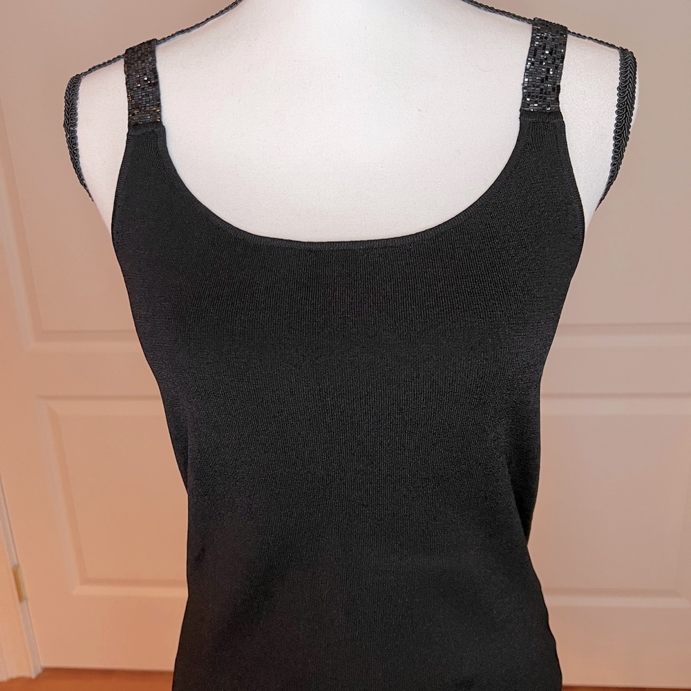 Beaded strap tank in gorgeous rayon knit by Ellen Tracey